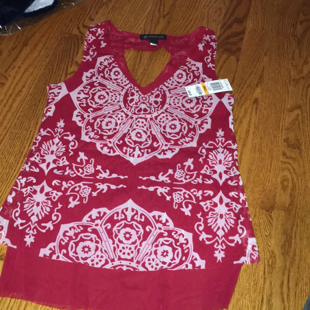Red and white INC shirt (size small)